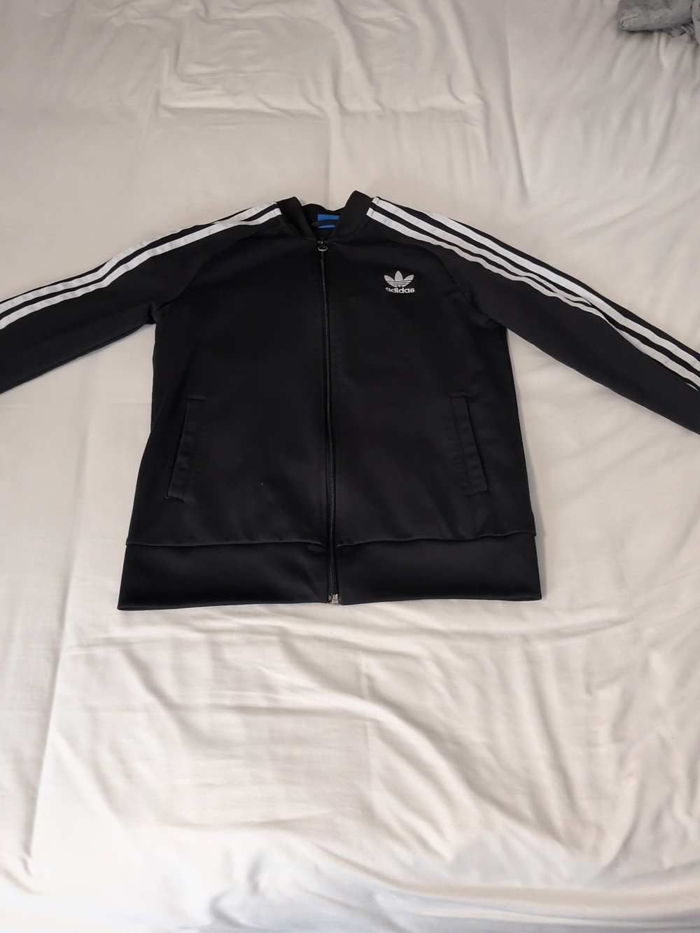 adidas Black Jacket with White Sleeve Stripes